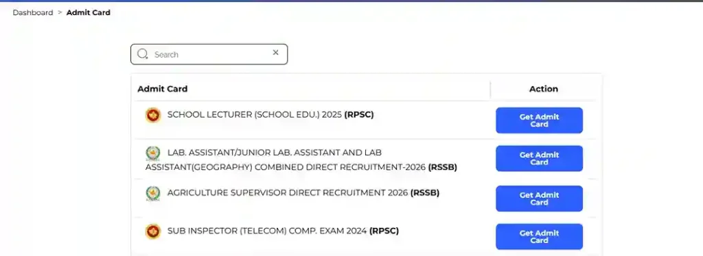 RPSC School Lecturer Admit Card 2026 Live Now